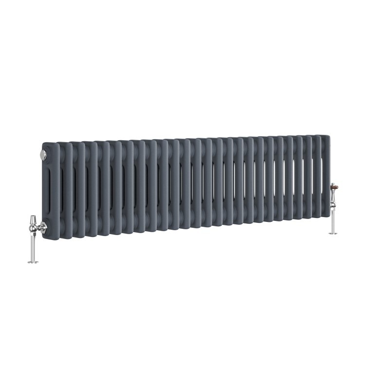 Reggio Anthracite Horizontal Double Column Traditional Radiator 300x1190mm 2124 BTU - Cast Iron Style - Image 3
