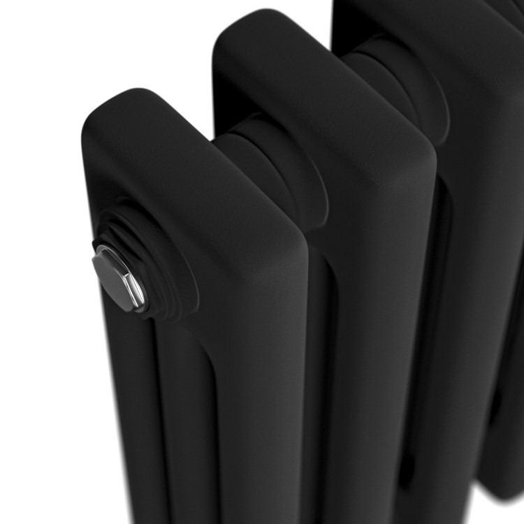 Reggio Midnight Black Horizontal Triple Column Traditional Radiator 300x830mm 1857 BTU - Cast Iron Style - Image 4