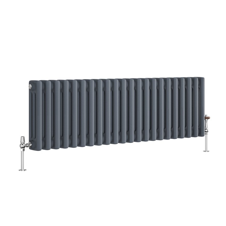 Reggio Anthracite Horizontal Triple Column Traditional Radiator 300x1010mm 2269 BTU - Cast Iron Style - Image 3
