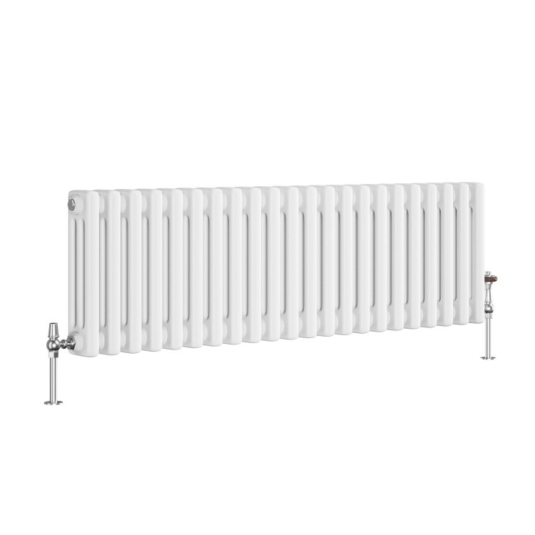 Reggio White Horizontal Triple Column Traditional Radiator 300x1010mm 2269 BTU - Cast Iron Style - Image 3