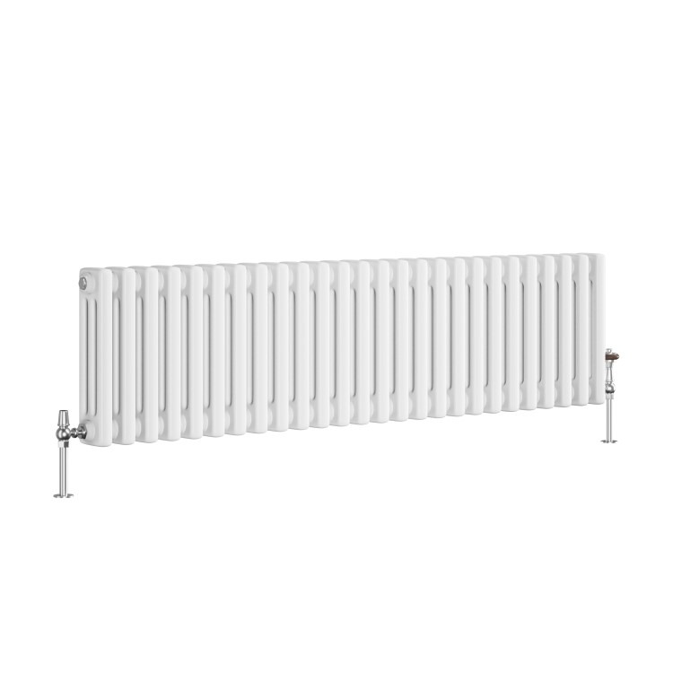 Reggio White Horizontal Triple Column Traditional Radiator 300x1190mm 2682 BTU - Cast Iron Style - Image 3