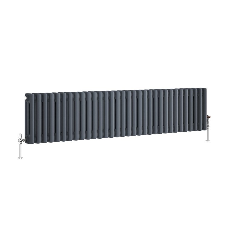 Reggio Anthracite Horizontal Triple Column Traditional Radiator 300x1460mm 3301 BTU - Cast Iron Style - Image 3