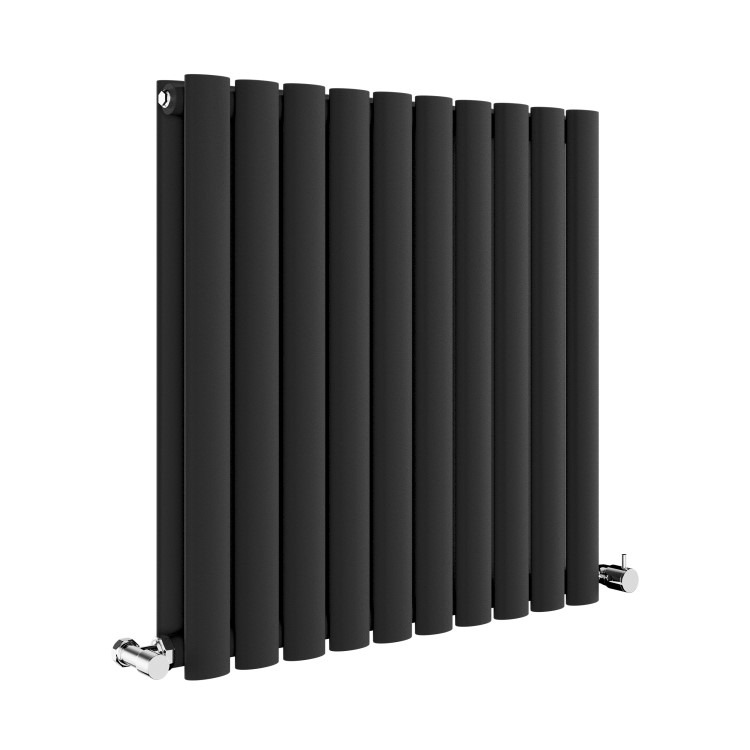 Sorrento Midnight Black Horizontal Oval Designer Radiator 600x590mm Double Panel 2399 BTU - Image 3