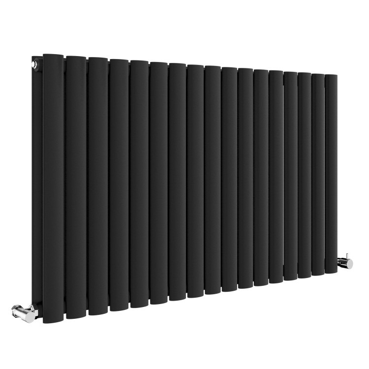 Sorrento Midnight Black Horizontal Oval Designer Radiator 600x1003mm Double Panel 4079 BTU - Image 3