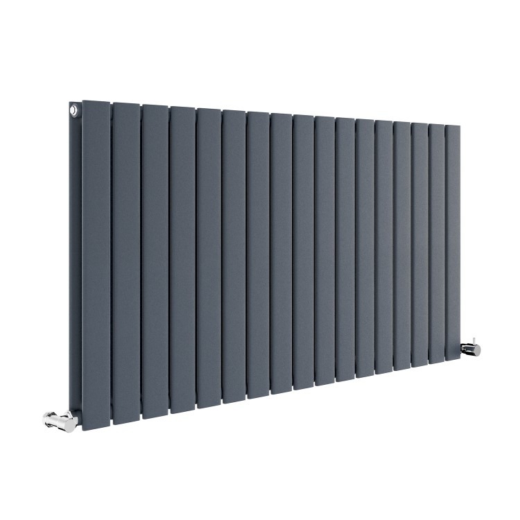 Riace Anthracite Horizontal Flat Designer Radiator 600x1156mm Double Panel 4370 BTU - Image 3
