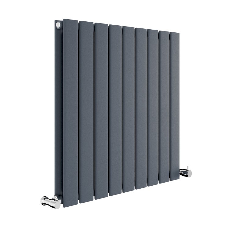 Riace Anthracite Horizontal Flat Designer Radiator 600x612mm Double Panel 2313 BTU - Image 3