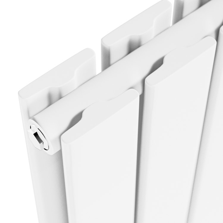 Riace White Horizontal Flat Designer Radiator 600x612mm Double Panel 2313 BTU - Image 4
