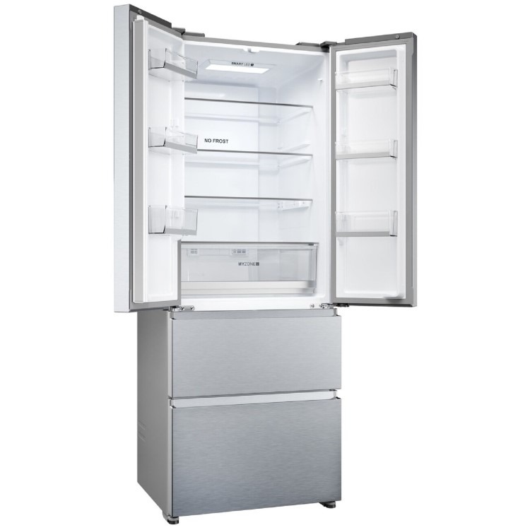 Haier FD 70 Series 5 446 Litre French Style American Fridge Freezer - Platinum Inox - Image 4