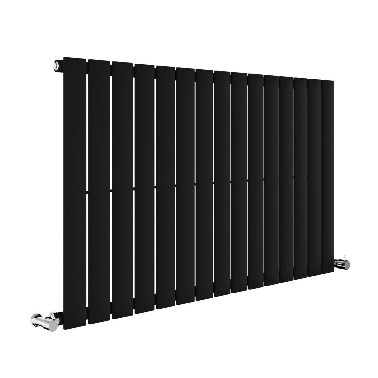 Riace Midnight Black Horizontal Flat Designer Radiator 600x1020mm Single Panel 2383 BTU - Image 3
