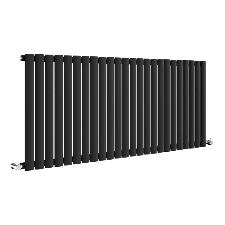 Sorrento Midnight Black Horizontal Oval Designer Radiator 600x1416mm Single Panel 3783 BTU - Image 3