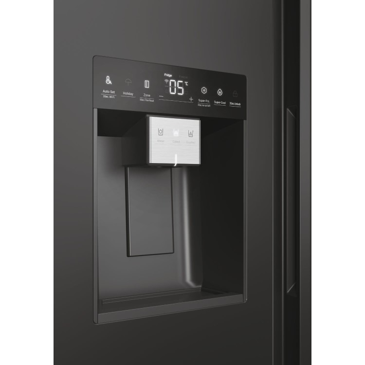 Haier Series 7 601 Litre Side-by-Side American Fridge Freezer - Black - Image 4