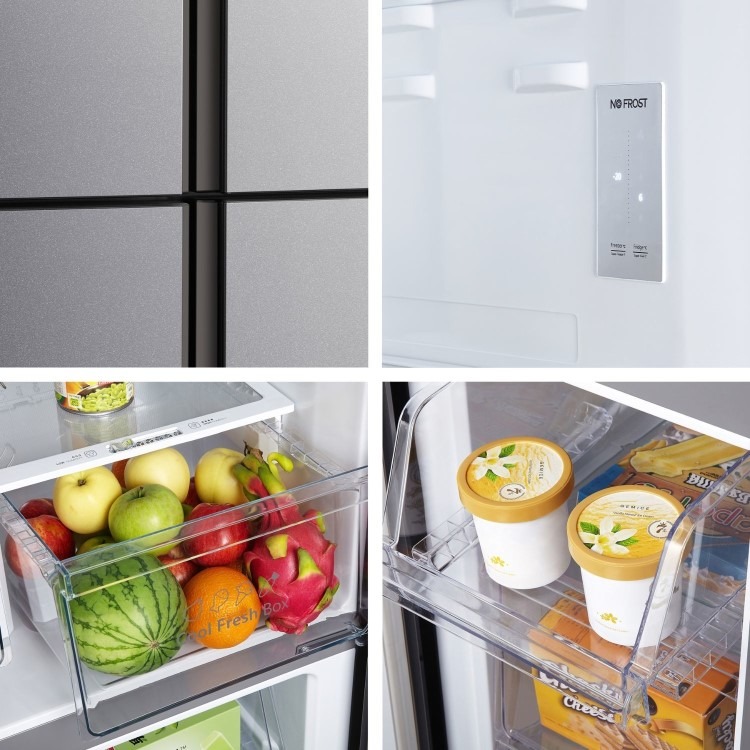 Fridgemaster 427 Litre Four Door American Fridge Freezer - Silver - Image 4