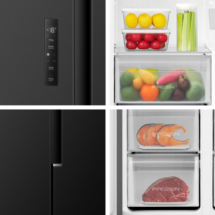 Fridgemaster 544 Litre Side-by-Side American Fridge Freezer - Black - Image 3