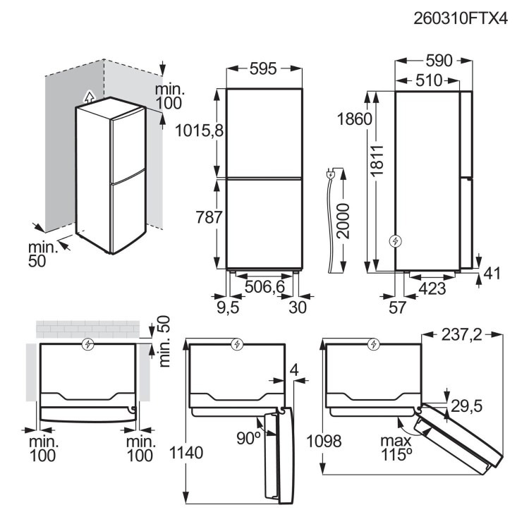 AEG Series 6000 304 Litre 60/40 Freestanding Fridge Freezer - Silver - Image 4