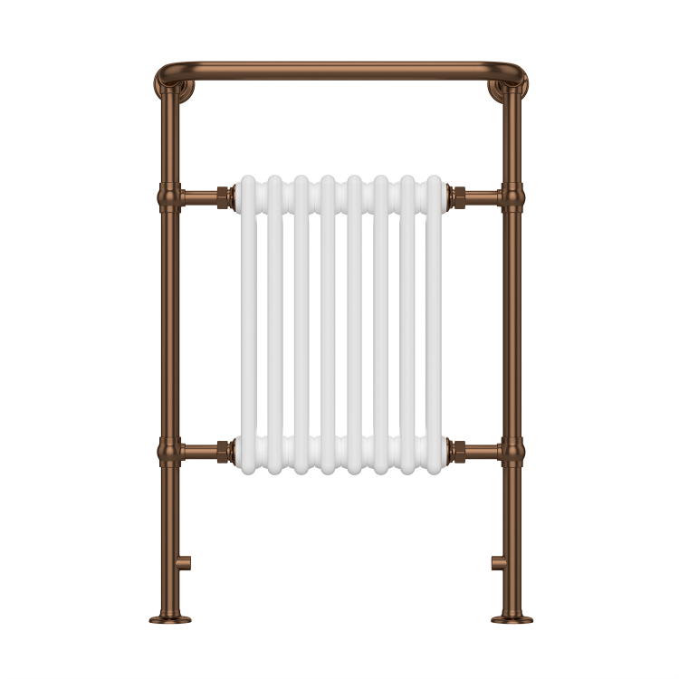 White and Bronze Traditional Column Radiator with Towel Rail 952 x 659mm - Regent - Image 4