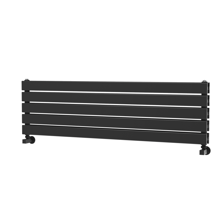 Riace Linea Midnight Black Flat Designer Radiator 350x1800mm Single Panel 2372 BTU - Horizontal Bars - Image 4