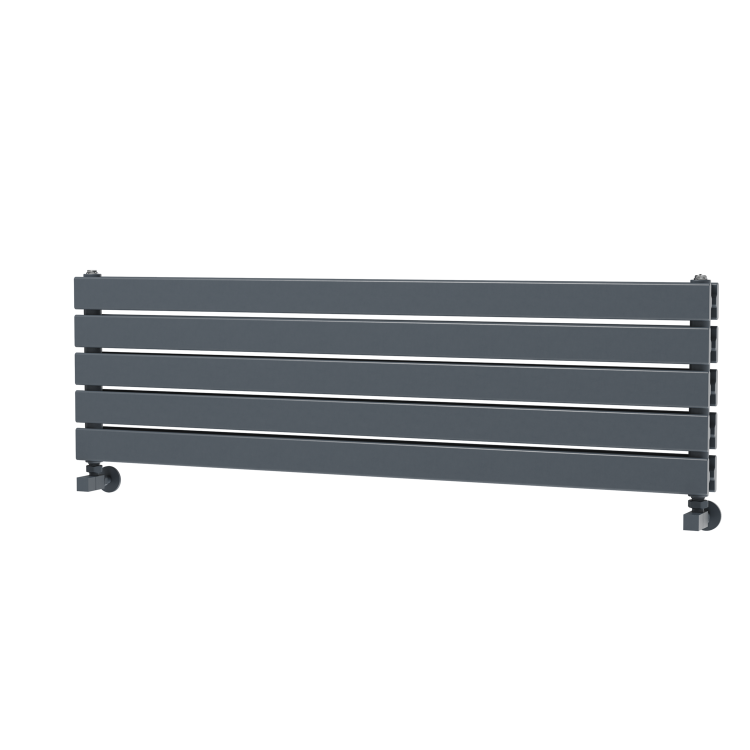 Riace Linea Dark Grey Anthracite Flat Designer Radiator 350x1200mm Double Panel 2437 BTU - Horizontal Bars - Image 4