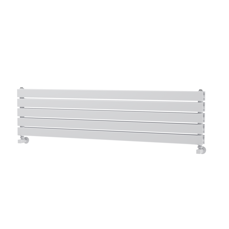 Riace Linea White Flat Designer Radiator 350x1400mm Double Panel 2792 BTU - Horizontal Bars - Image 4