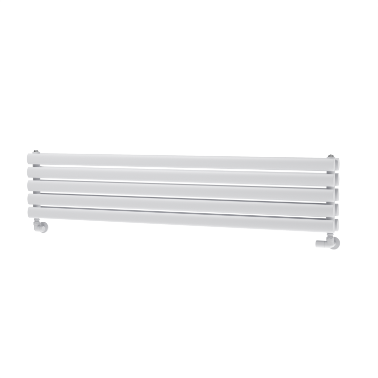 Sorrento Linea White Oval Designer Radiator 295x1400mm Double Panel 2509 BTU - Horizontal Bars - Image 4
