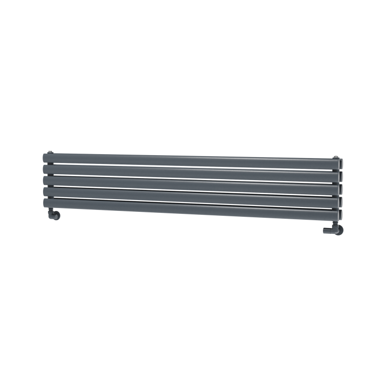 Sorrento Linea Dark Grey Anthracite Oval Designer Radiator 295x1600mm Double Panel 2836 BTU - Horizontal Bars - Image 4