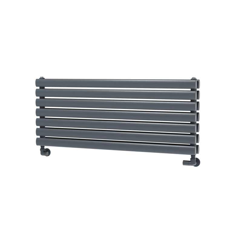 Sorrento Linea Dark Grey Anthracite Oval Designer Radiator 413x1000mm Double Panel 2584 BTU - Horizontal Bars - Image 4