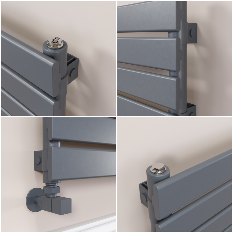 Riace Linea Dark Grey Anthracite Flat Designer Radiator 280x1200mm Single Panel 1280 BTU - Horizontal Bars - Image 3
