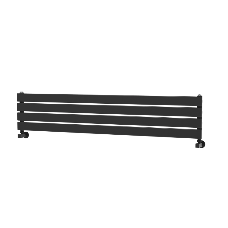 Riace Linea Midnight Black Flat Designer Radiator 280x1400mm Single Panel 1481 BTU - Horizontal Bars - Image 4