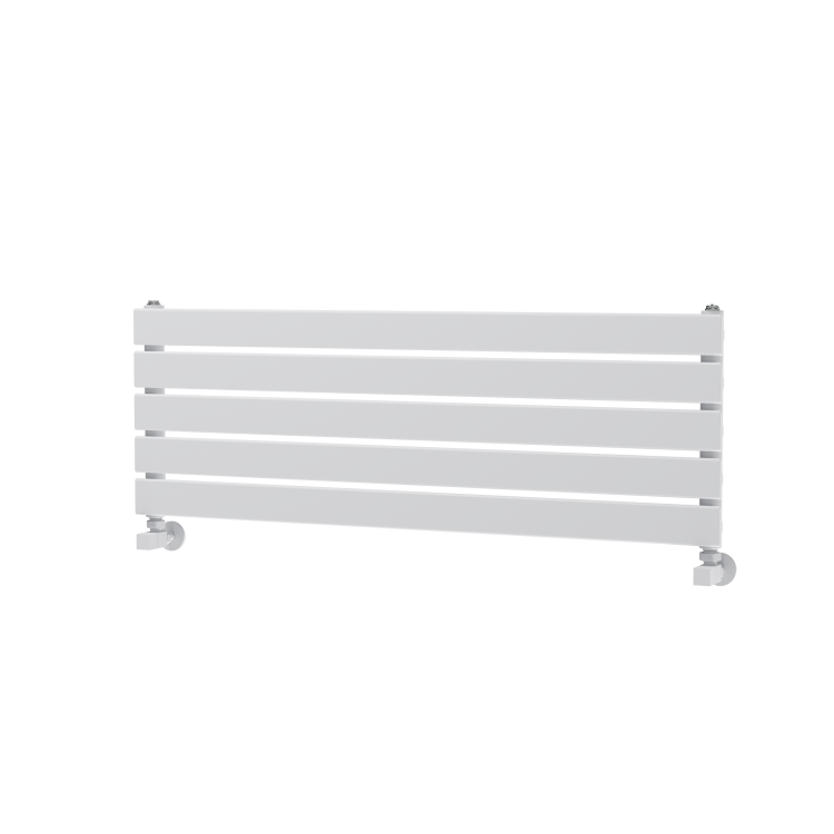 Riace Linea White Flat Designer Radiator 350x1000mm Single Panel 1352 BTU - Horizontal Bars - Image 4