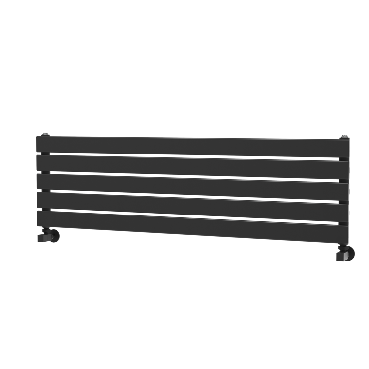 Riace Linea Midnight Black Flat Designer Radiator 350x1200mm Single Panel 1601 BTU - Horizontal Bars - Image 4