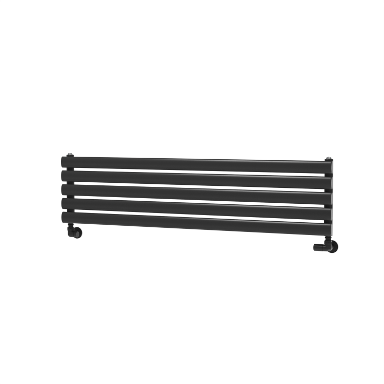 Sorrento Linea Midnight Black Oval Designer Radiator 295x1200mm Single Panel 1433 BTU - Horizontal Bars - Image 4