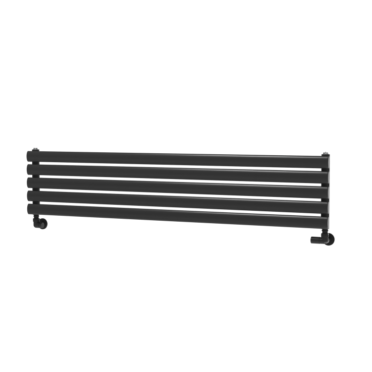 Sorrento Linea Midnight Black Oval Designer Radiator 295x1400mm Single Panel 1659 BTU - Horizontal Bars - Image 4