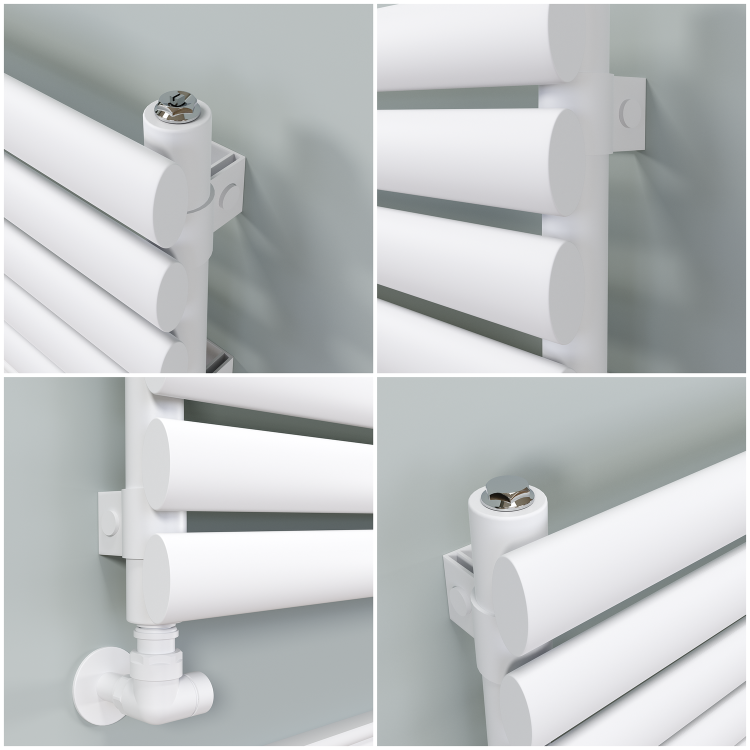 Sorrento Linea White Oval Designer Radiator 295x1600mm Single Panel 1891 BTU - Horizontal Bars - Image 3