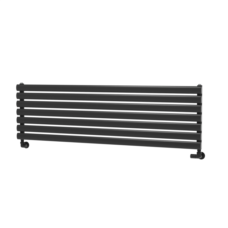 Sorrento Linea Midnight Black Oval Designer Radiator 413x1400mm Single Panel 2321 BTU - Horizontal Bars - Image 4