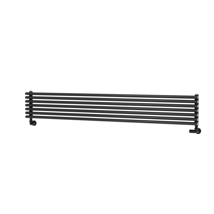 Ventura Linea Midnight Black Oval Unique Designer Radiator 245x1600mm Single Panel 2171 BTU - Horizontal Bars - Image 4