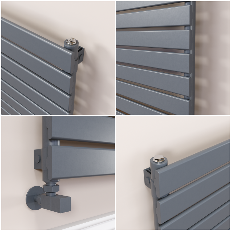 Riace Linea Dark Grey Anthracite Flat Designer Radiator 490x800mm Single Panel 1546 BTU - Horizontal Bars - Image 4