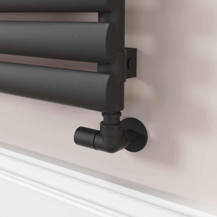 Sorrento Linea Midnight Black Oval Designer Radiator 472x1000mm Single Panel 1935 BTU - Horizontal Bars - Image 3