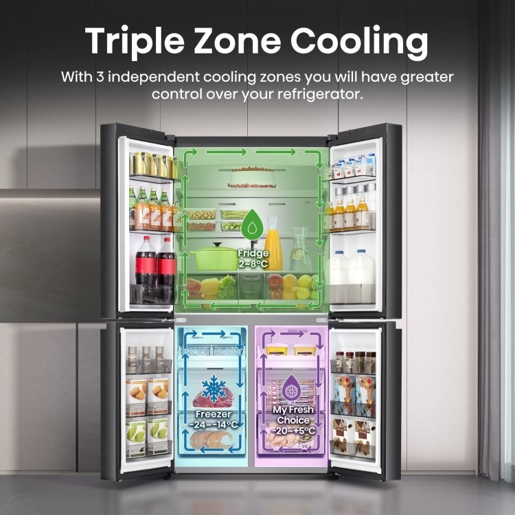 Hisense PureFlex 640 Litre Four Door American Fridge Freezer - Silver - Image 4