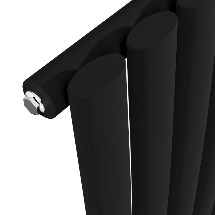Onda Midnight Black Vertical Oval Waved Designer Radiator 1800x413mm Single Panel 2926 BTU - Image 3
