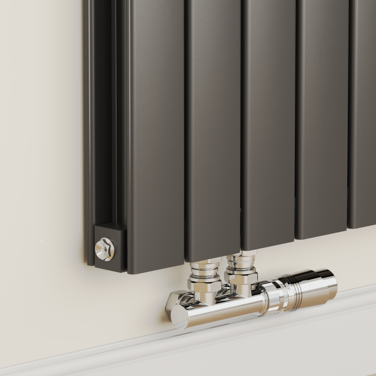 Eco Eleganza Midnight Black Horizontal Flat Aluminium Middle Connection Radiator 600x750mm Double Panel 3056 BTU - Image 4