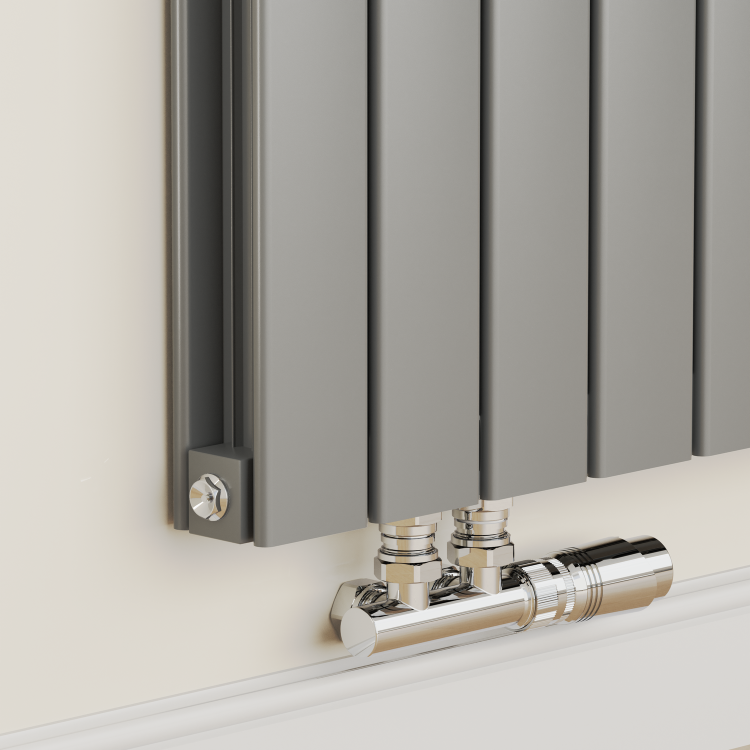 Eco Eleganza Anthracite Horizontal Flat Aluminium Middle Connection Radiator 600x750mm Double Panel 3056 BTU - Image 4