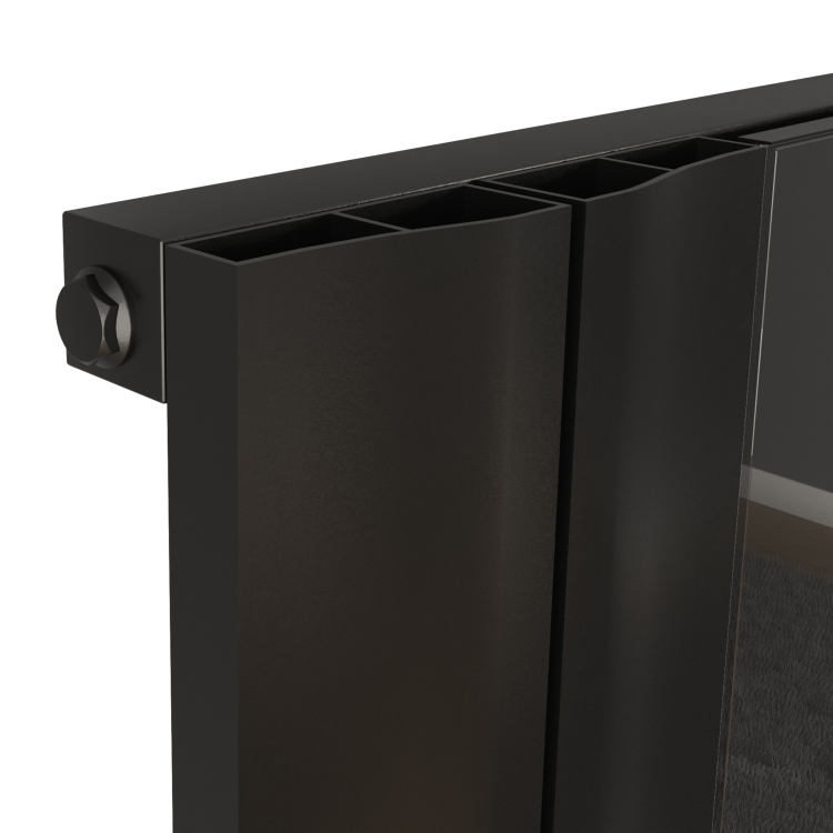 Eco Specchio Midnight Black Vertical Wave Mirror Designer Aluminium Radiator 1800x550mm Single Panel 3387 BTU - Image 3