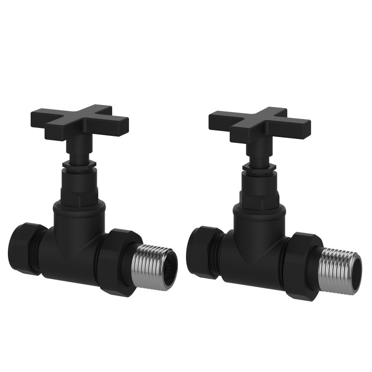 Black Towel Radiator 1200 x 500mm with Pipe Kit and Straight Valves - Sonoran - Image 4