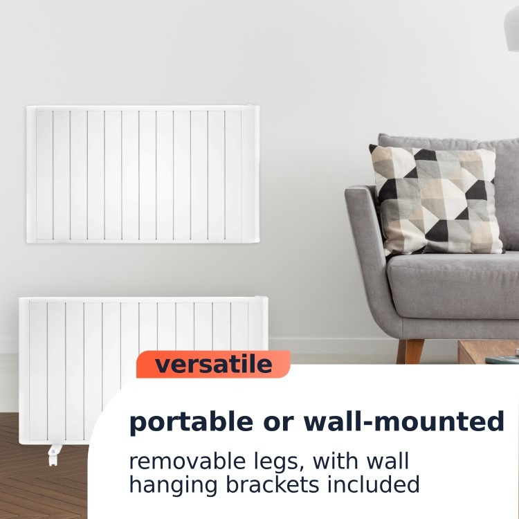 electriQ 2000W Smart WiFi Aluminium Electric Designer Radiator Gloss White Wall Mounted - Energy Efficient Panel Heater - Image 5