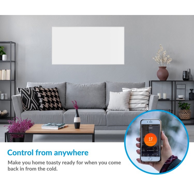 electriQ 700W Smart Infrared Wall Mounted Infrared Panel Heater - Low Energy - 600 x 1150mm - Image 3