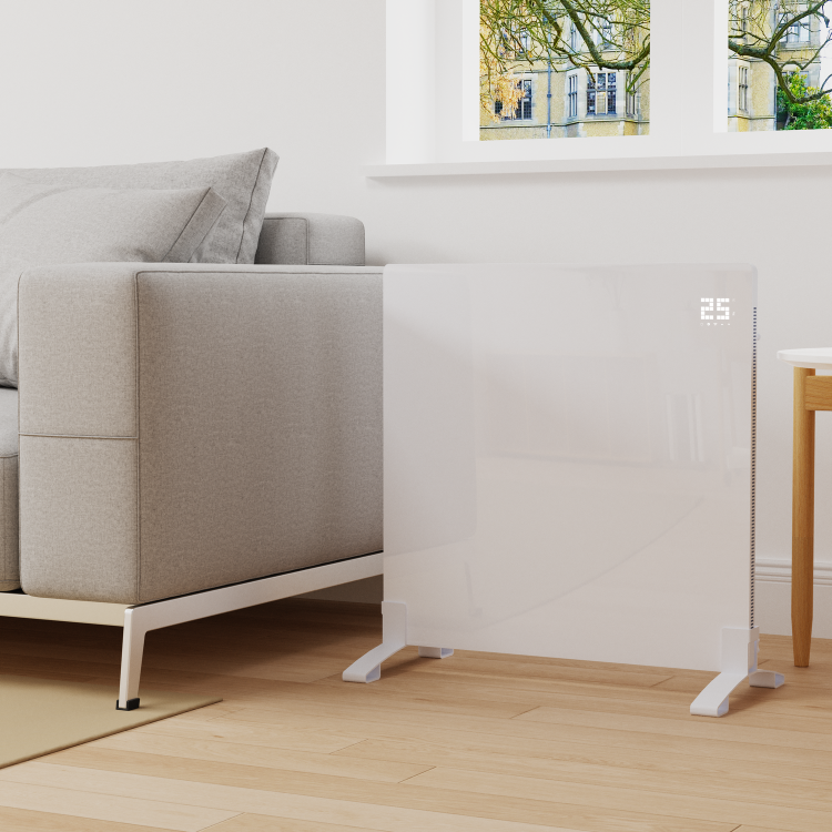 Low Energy 350W Smart Infrared Designer Glass Panel Heater - IP44 Bathroom Safe Wall Mountable or Free Standing 600x600mm - White - Image 3