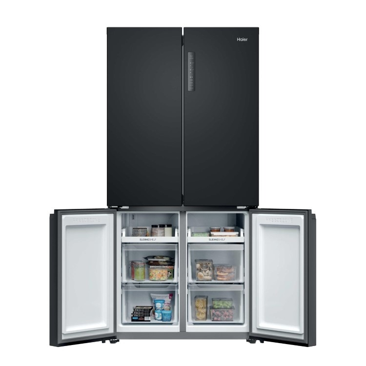 Haier Series 3 250 Litre Four Door American Fridge Freezer - Black - Image 5