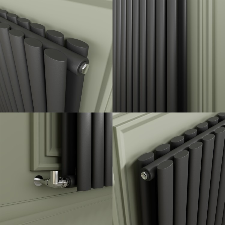 Sorrento Anthracite Horizontal Oval Designer Radiator 800x590mm Double Panel 3045 BTU - Image 5