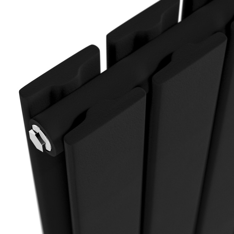 Riace Midnight Black Horizontal Flat Designer Radiator 600x884mm Double Panel 3342 BTU - Image 4