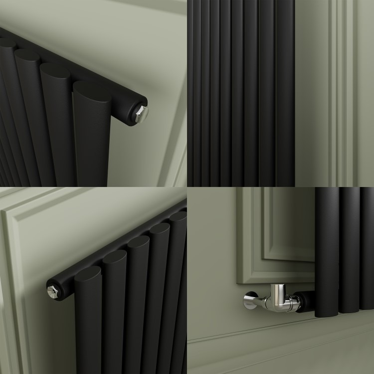 Sorrento Midnight Black Horizontal Oval Designer Radiator 800x1003mm Single Panel 3311 BTU - Image 4