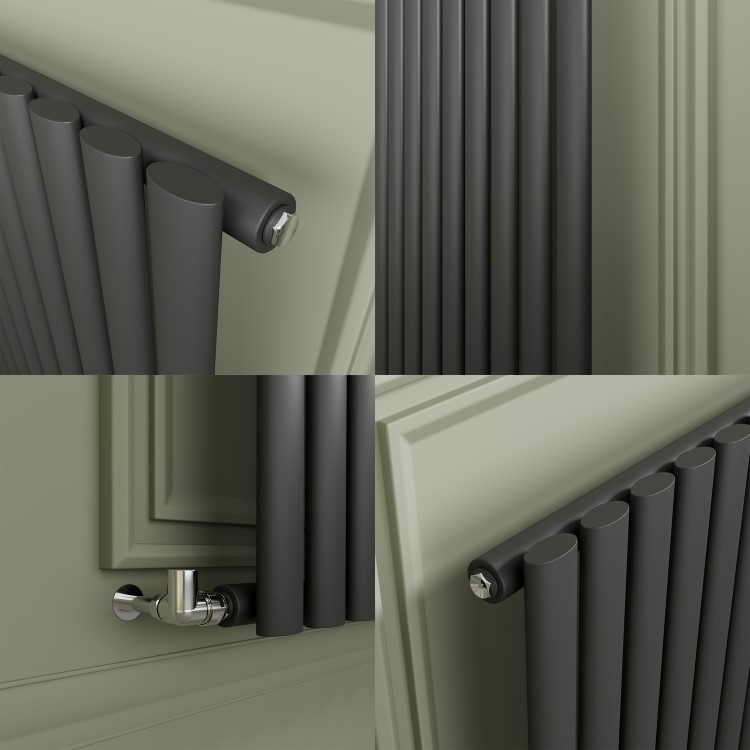 Sorrento Anthracite Horizontal Oval Designer Radiator 800x1003mm Single Panel 3311 BTU - Image 4